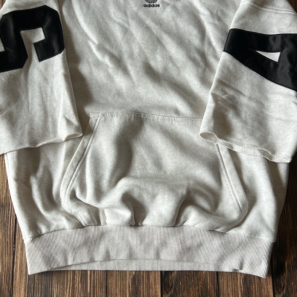 Adidas Gray Crop Sleeve Sweatshirt with Black Logo on Upper Back CS - Picture 6 of 9